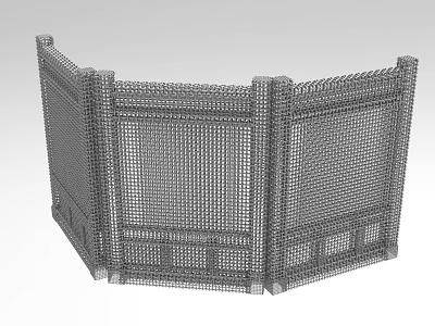 Industrial Equipment Metal Mesh Protective Barrier With Sturdy Frame Structure And Corner Design 3d model
