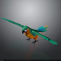 Colorful Parrot With Green Body Orange Belly Blue Tail And Spread Wings