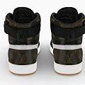 Black White Brown High Top Leather Sneakers With Stylish Design And Brown Sole