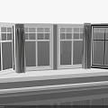 White Frame Windows With Stylish Gray Curtains In Modern Interior Design