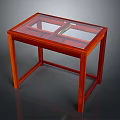 Stylish Mahogany Frame Table With Clear Glass Top And Stable Legs
