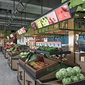 Well Organized Supermarket Interior With Fresh Vegetables Fruit And Shelf Displays