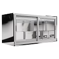 Sleek Modern Wall Cabinet With Glass Doors Metal Frame And LED Lighting