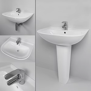 Column type basin vertical basin wash basin 3d model