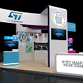 Colorful ST Electronics Exhibition Booth With Future World Sign And Smart Screens