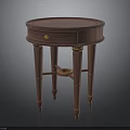 Elegant Mahogany Round Side Table With Carved Legs And Drawer Knob