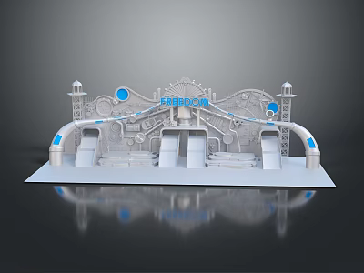 Themed Amusement Park Entrance Structure With Ferris Wheel Sign Slides And Decorative Towers 3d model