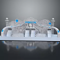 Themed Amusement Park Entrance Structure With Ferris Wheel Sign Slides And Decorative Towers