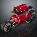 Red Futuristic Jet Powered Motorcycle With Neon Green Accents And Black Tires