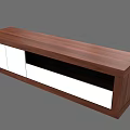 Modern Wooden TV Stand With White Doors And Open Storage Compartment