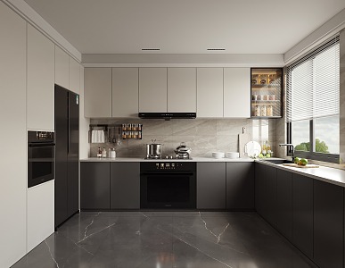 Modern Kitchen Simple Premium Grey Kitchen 3d model