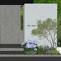 MAO HOUSE Garden Landscape With White Wall Tree Purple Hydrangeas And Colorful Flowers