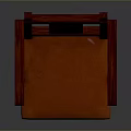 Red Wooden Chair With Armrests And Orange Padded Seat Classic Design