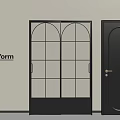Poliform Black Swing Door With Glass Panel And Arched Frame Design 3d model