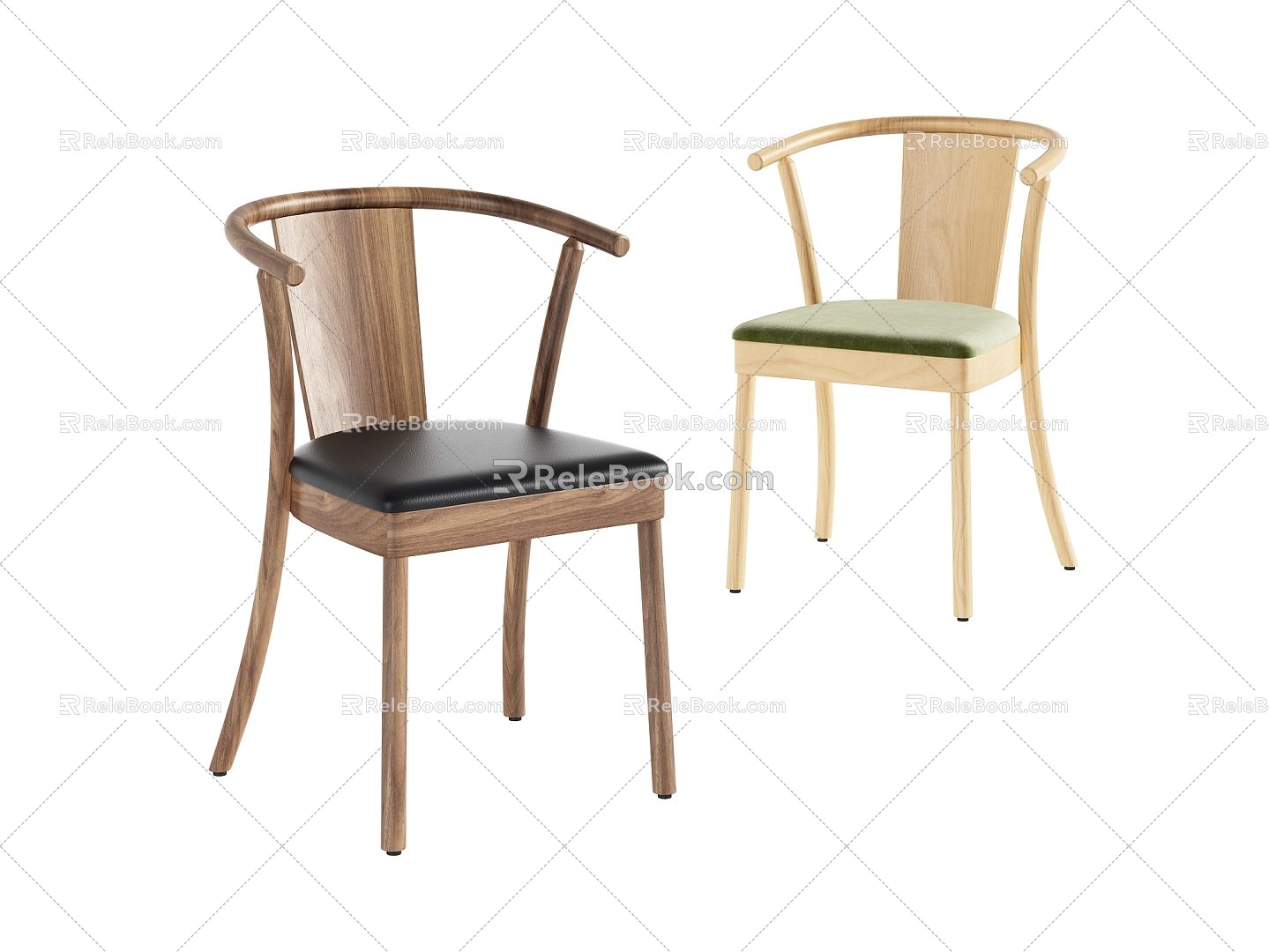 Dining chair combination simple fashion elegant metal tripod leather solid wood fabric model