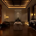 Luxurious SPA Room Interior With Massage Bed Wooden Flooring And Warm Lighting For Tranquil Ambiance