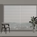 White Window Blinds in Modern Room with Chair and Green Plant