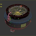 Vintage Marine Navigation Compass With Metal Base And Green Scale Lines