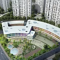 Modern School Building Design With Dome Skylights Green Garden And Plaza