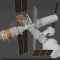 Space Station 3D Model Structure With Solar Panels And Connected Modules 3d model