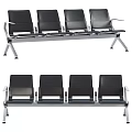 Modern Public Chair With Metal Frame Black Seats And Armrests For Public Areas