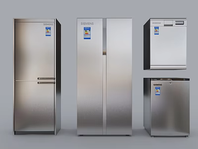 Sharp Silver Refrigerators and Freezers Various Types Different Sizes For Home Use 3d model