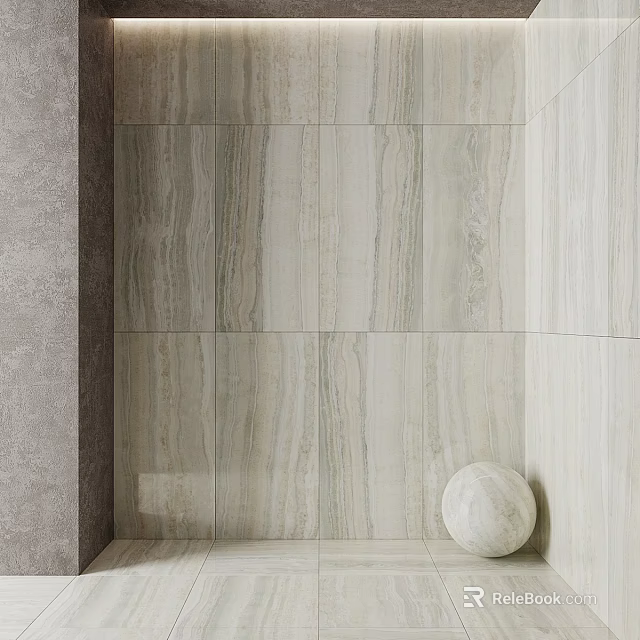 Marble Tile Components With Veined Texture For Wall Panel And Decorative Sphere 3d model