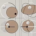 Modern Minimalist Circular Wall Decor with Brown White Accents and Metallic Lines