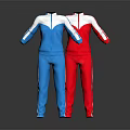 Stylish Blue And Red Tracksuits With White Stripes Full Body Design