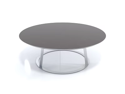 Modern Minimalist Coffee Table With Dark Round Tabletop And Metal Base 3d model
