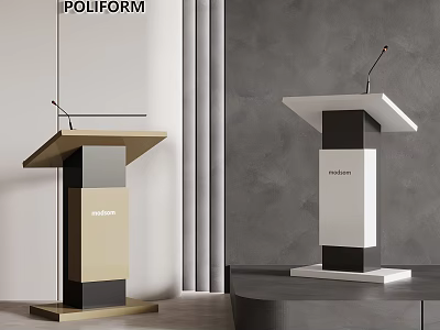 Poliform Modern Podium Designs With Gold Black And White Minimalist Geometric Structures 3d model