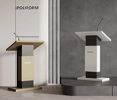 Poliform Modern Podium Designs With Gold Black And White Minimalist Geometric Structures 3d model