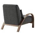 Modern Plush Accent Chair With Curved Wooden Arms And Neutral Tones