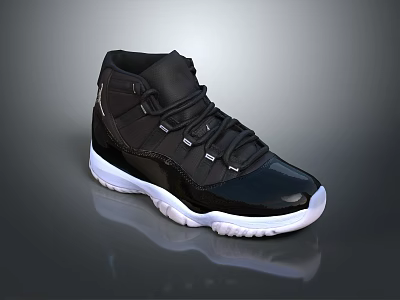 Black High Top Sneakers With White Sole Stylish Lace Up Design Modern Casual Footwear 3d model