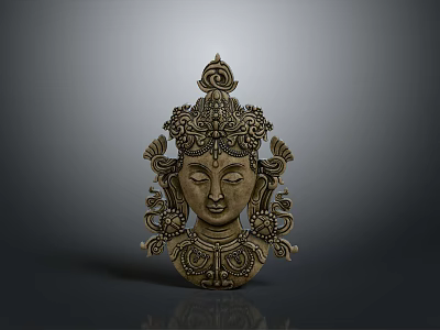 Carved Buddha Head Decorative Furniture With Intricate Patterns And Ornate Details 3d model