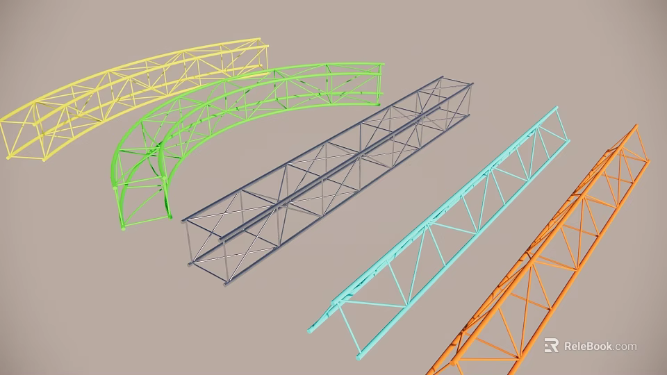 Colorful Structural Trusses Architectural Components With Various Shapes And Designs 3d model 