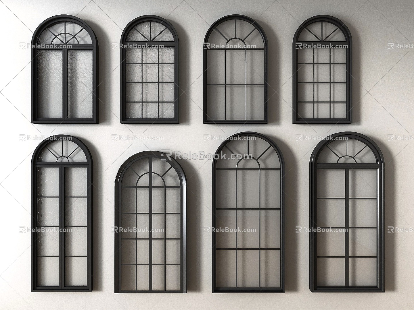 French windows retro casement window casement window arched window window glass window 3d model