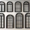 French windows retro casement window casement window arched window window glass window 3d model