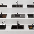 Modern Black Kitchen Sinks With Various Designs Single Double Bowl And Accessories 3d model