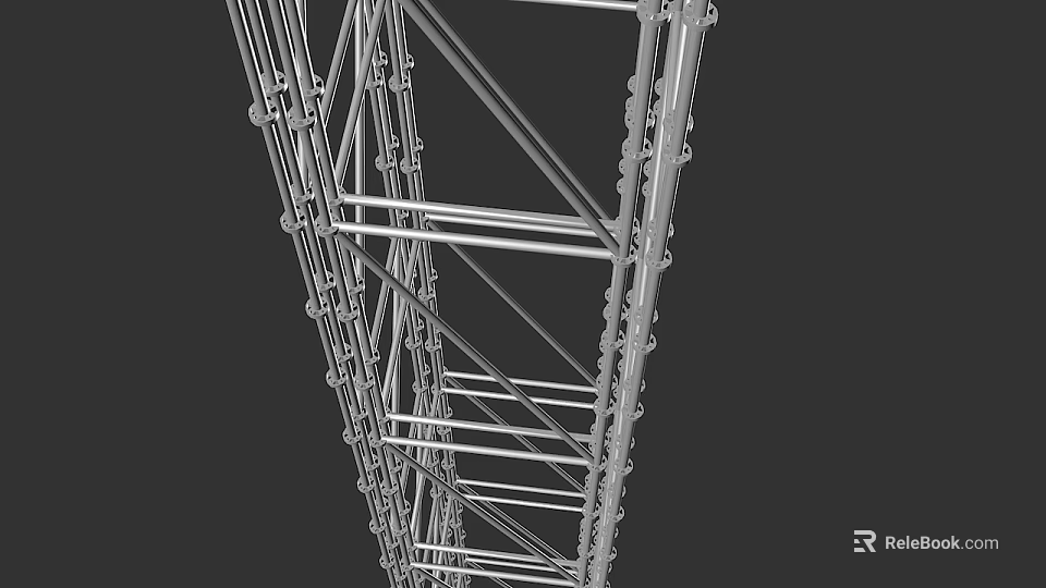 Public Construction Scaffolding Metal Frame Structure With Interconnected Parts For Building Safety 3d model 