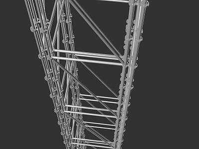 Public Construction Scaffolding Metal Frame Structure With Interconnected Parts For Building Safety 3d model