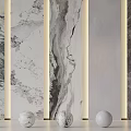 Stylish Wall Panels With Various Textures And Decorative Spheres 3d model