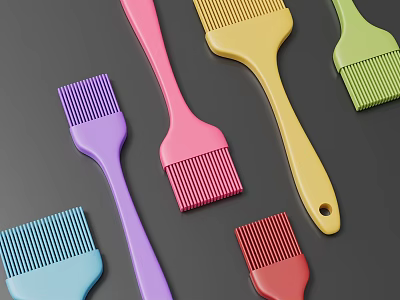 Colorful Silicone Brushes Various Colors Kitchen Cooking Baking Utensils Tools 3d model