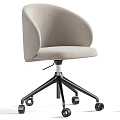 Contemporary Table and Chair Set Featuring Beige Curved Backrest Chair with Black Caster Base