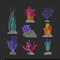 Colorful Coral Shaped Wall Decor with Multiple Colors and Stone Bases for Home Interior Decoration