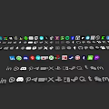 Colorful App Icons With Different Shapes Arranged In Multiple Rows On Black Background