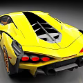 Yellow Lamborghini Sports Car With Sleek Design Orange Seats And Black Accents