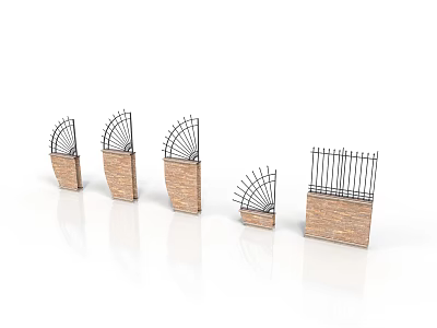 Various Decorative Brick And Metal Grille Architectural Elements With Different Shapes 3d model
