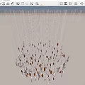 Modern Chandelier With Hanging Glass Elements In White And Brown Design