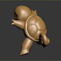 Golden Cartoon Character Sculpture With Turtle Shell Spiral Tail And Raised Arms